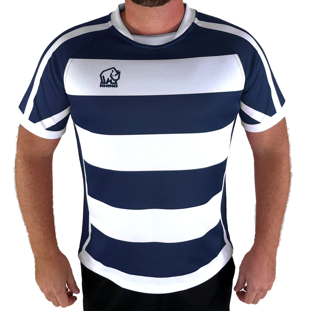 Rhino Rugby Men's Stock Jersey-Navy Stripe