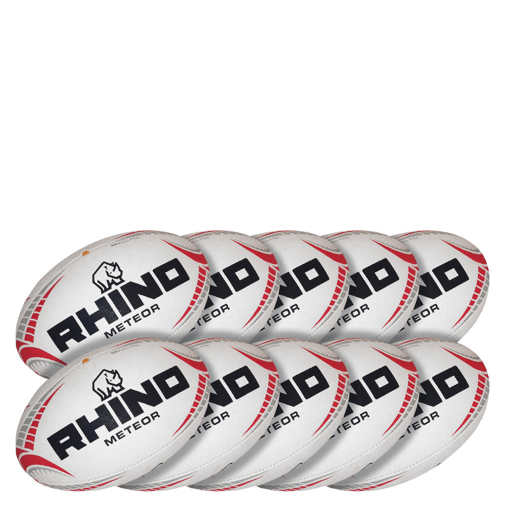 Rhino Rugby-10pc Meteor Match Rugby Ball Bundle-