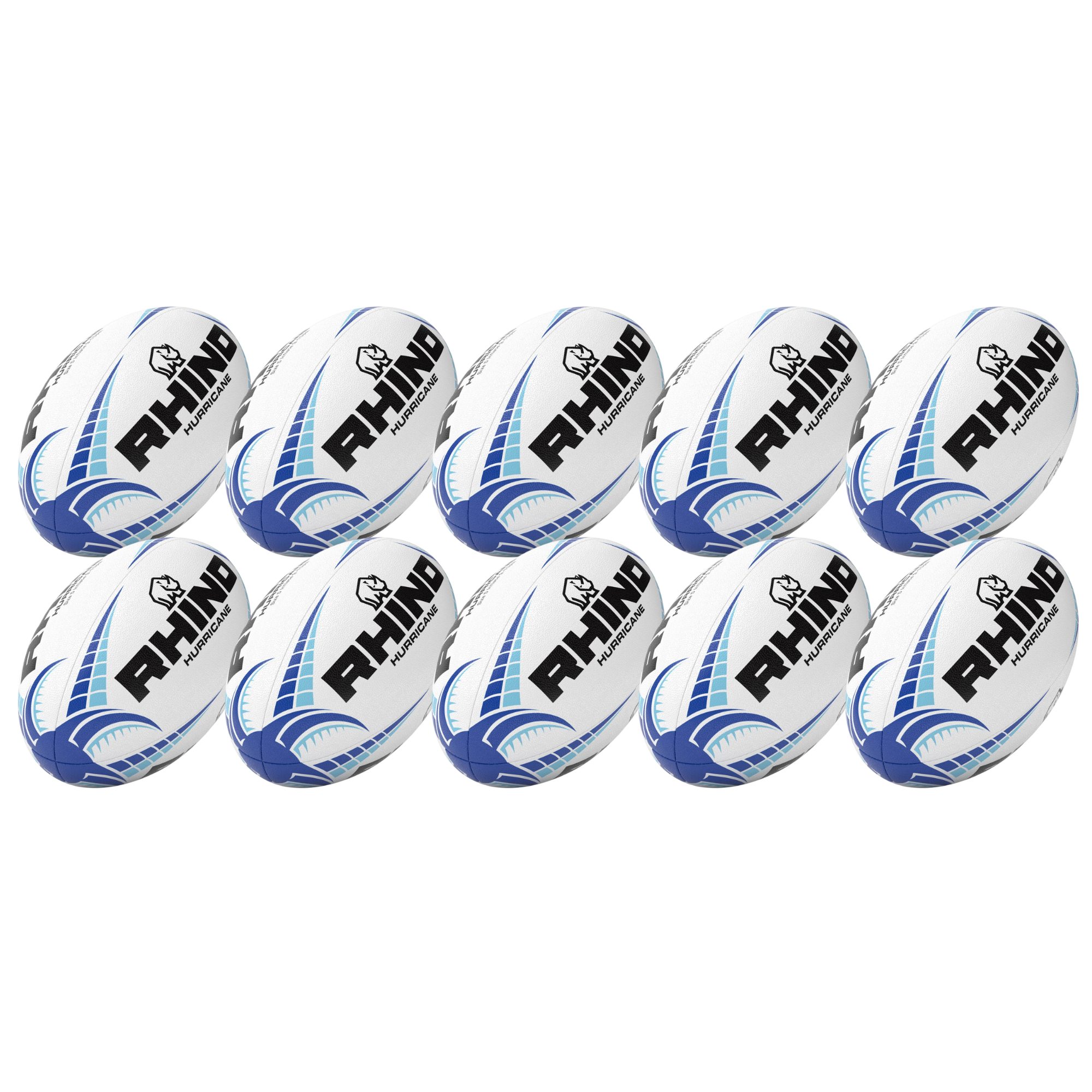 10pc Hurricane Practice Rugby Ball Bundle