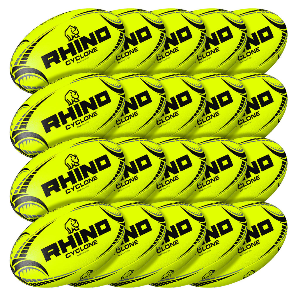 20pc Fluorescent Cyclone Practice Rugby Ball Bundle 3