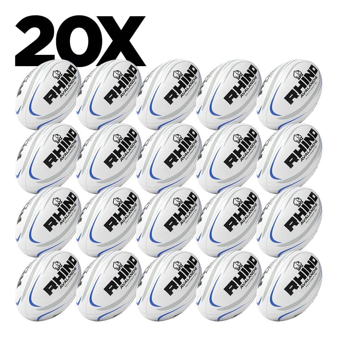 20pc Rhino Avalanche Training Rugby Ball Bundle with Bag Size 5 RR3920