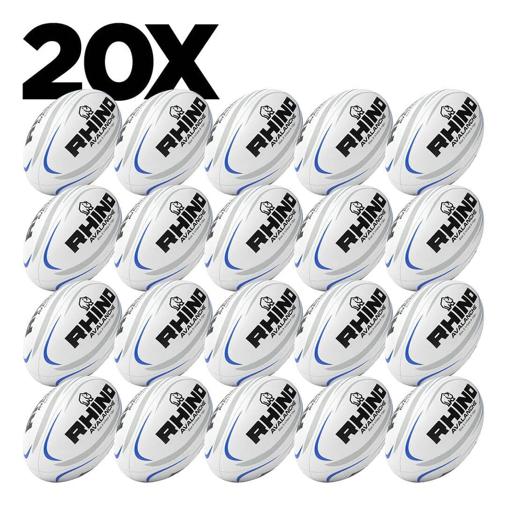20pc Rhino Avalanche Training Rugby Ball Bundle with Bag Size 5 RR3920