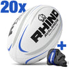 20pc Rhino Avalanche Training Rugby Ball Bundle with Bag Size 5 RR3920