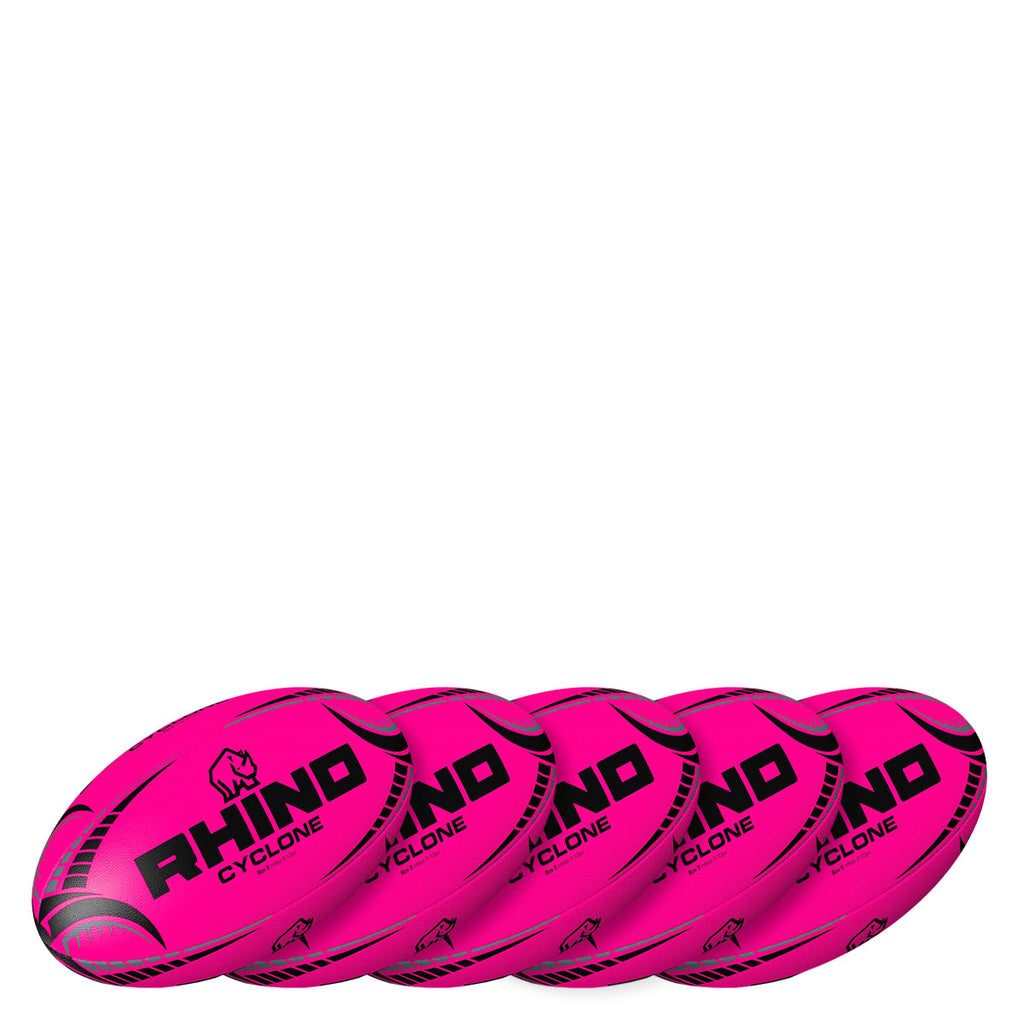 5pc Fluorescent Cyclone Practice Rugby Ball Bundle 3