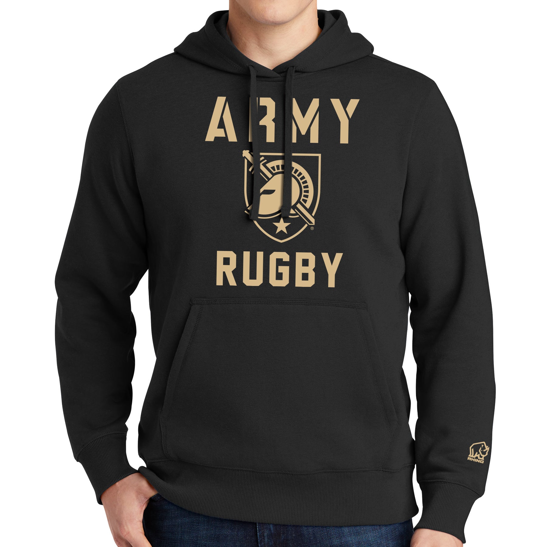 Rhino CRC Army Rugby Cotton Hoodie - Black
