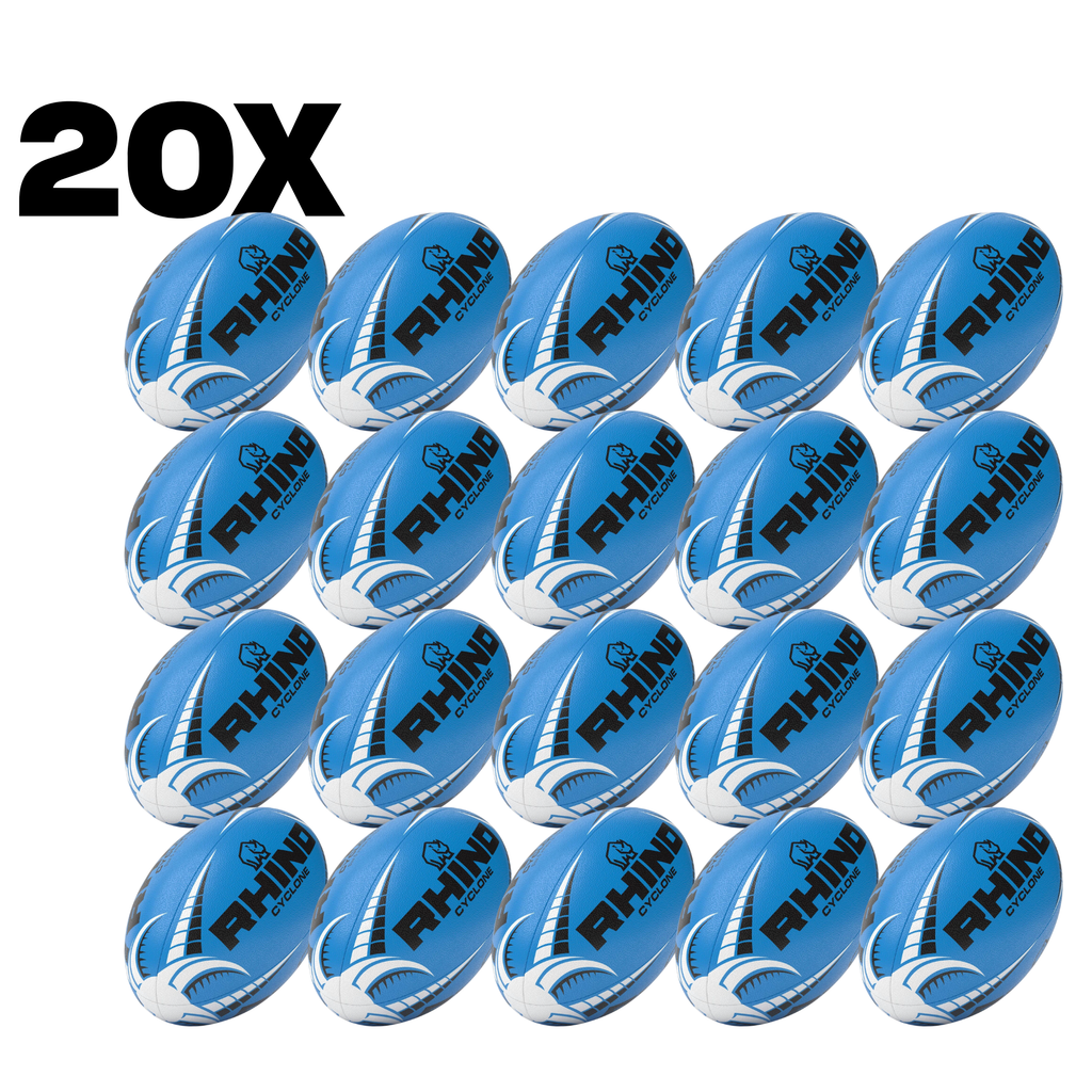 20pc Fluorescent Cyclone Practice Rugby Ball Bundle