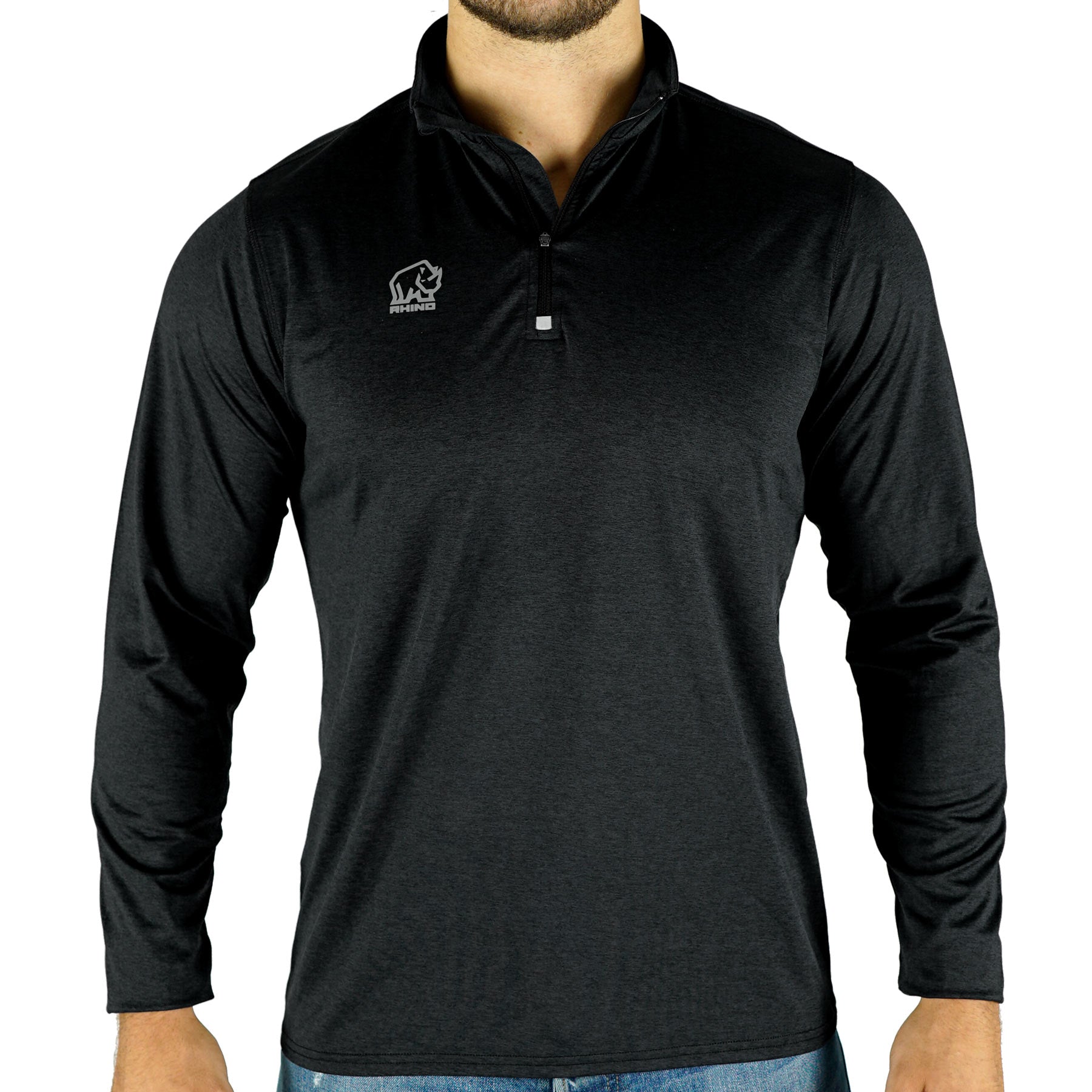 Rhino L/S Marl Quarter Zip Black