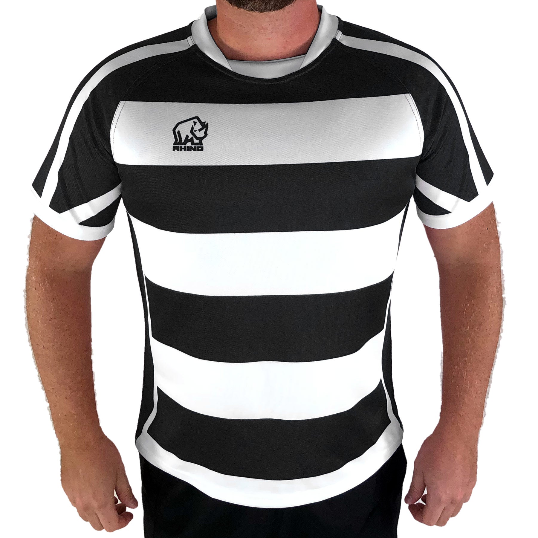 Rhino Rugby Men's Stock Jersey-Black Stripe