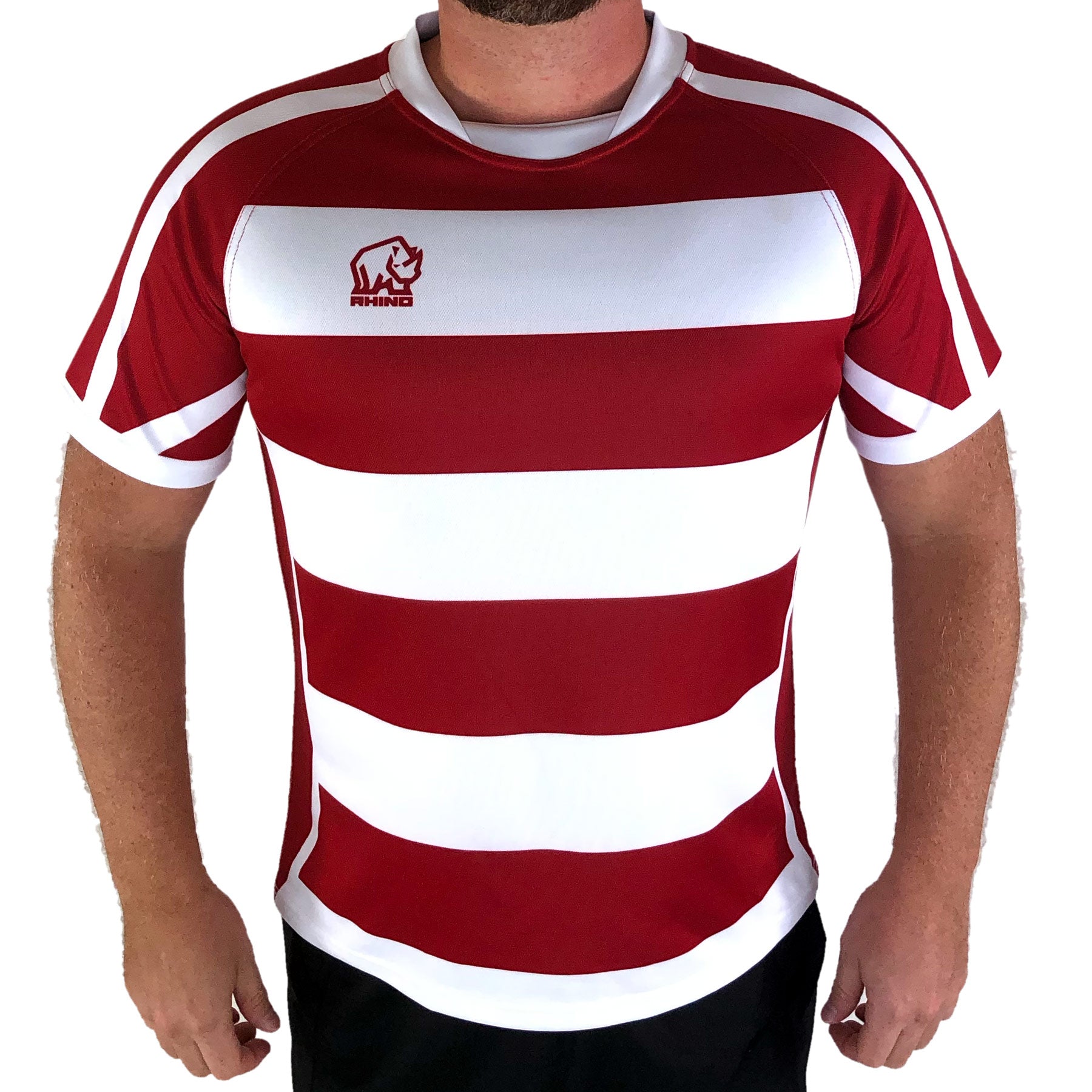 Rhino Rugby Men's Stock Jersey-Red Stripe