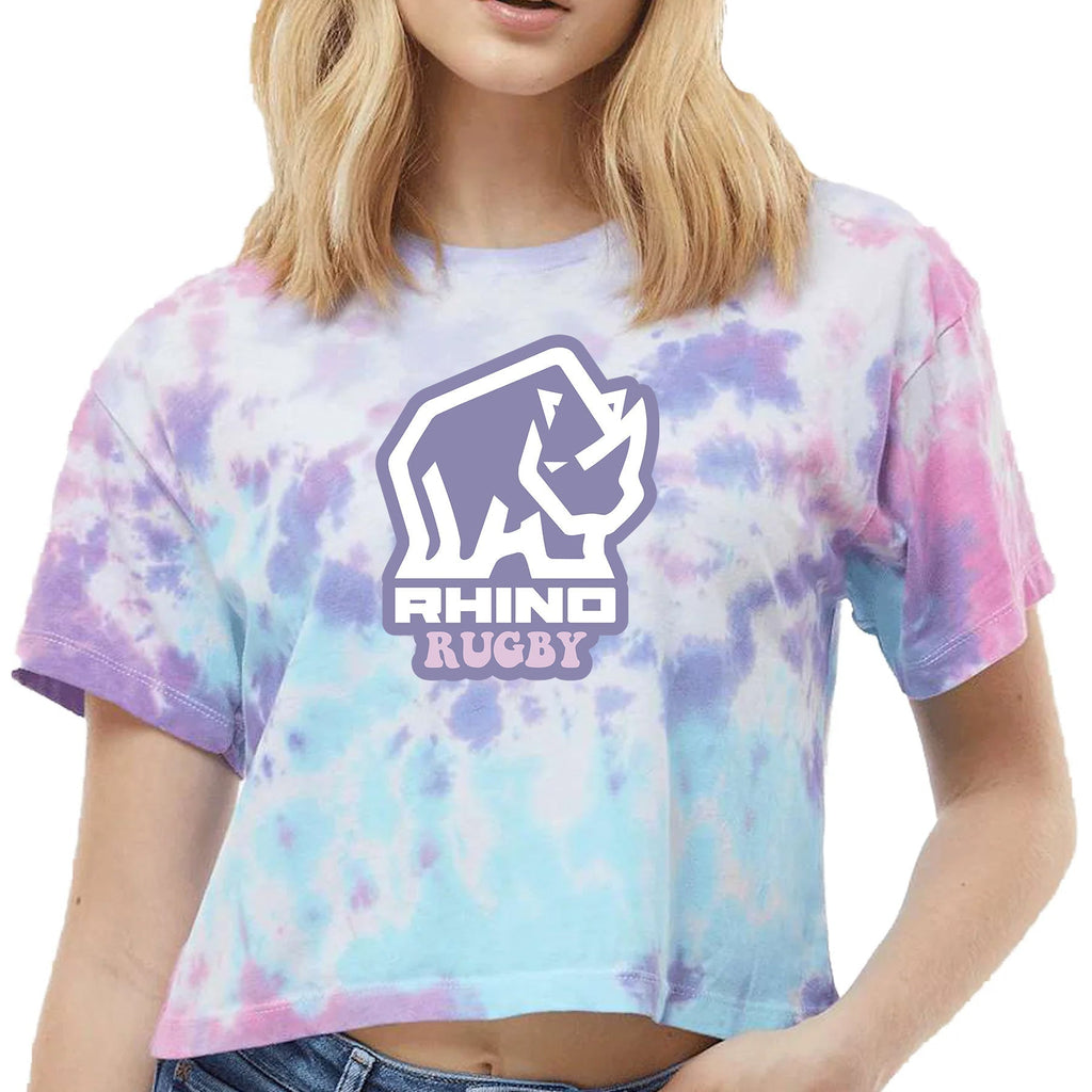 Rhino Rugby Tie-Dye Cotton Candy Ladies' Cropped T-Shirt 