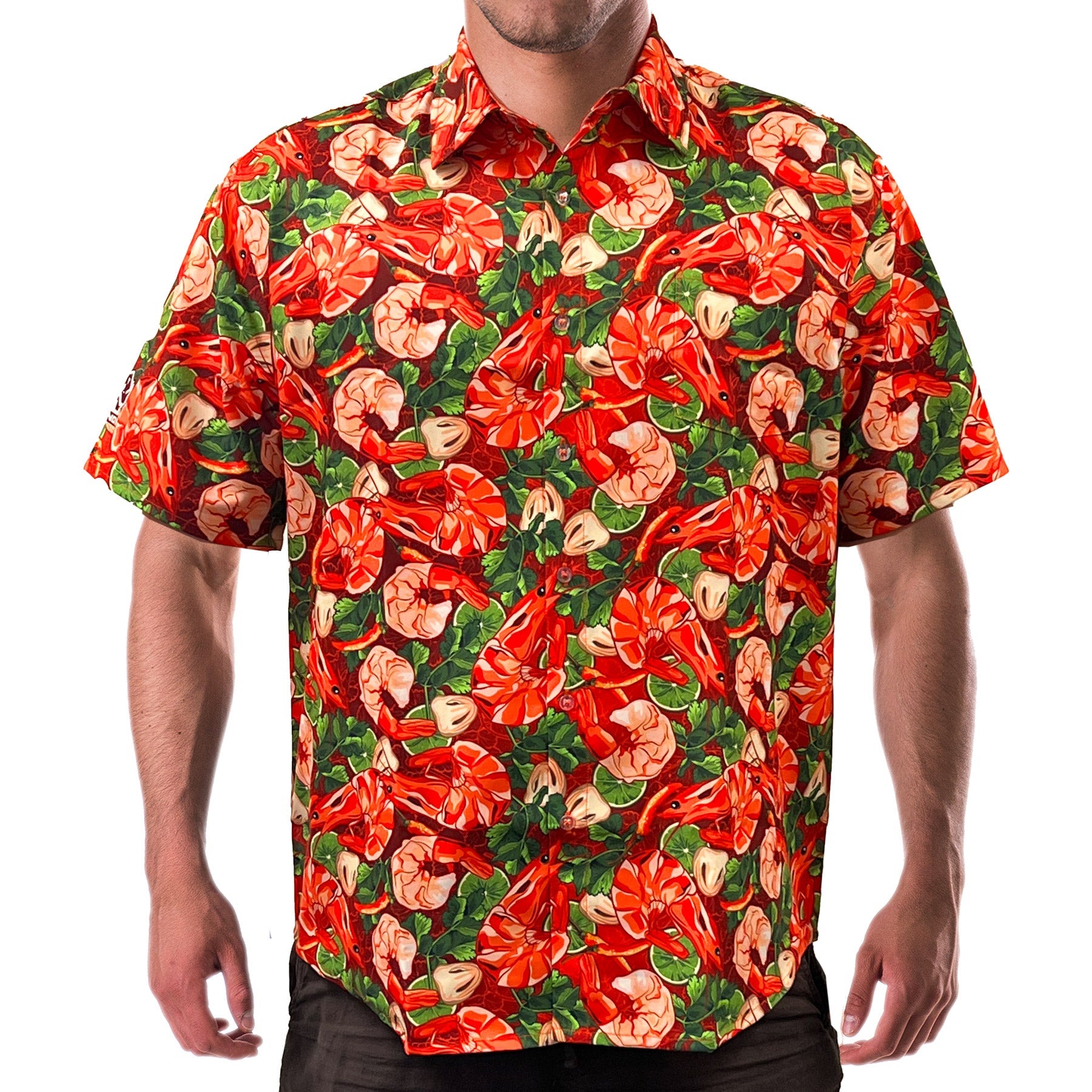 Rhino Saturday Social Button Down Shirt - Shrimp Special Orange