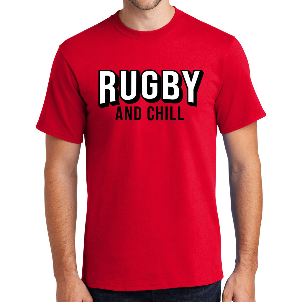 Rugby And Chill Cotton Tee Shirt Red