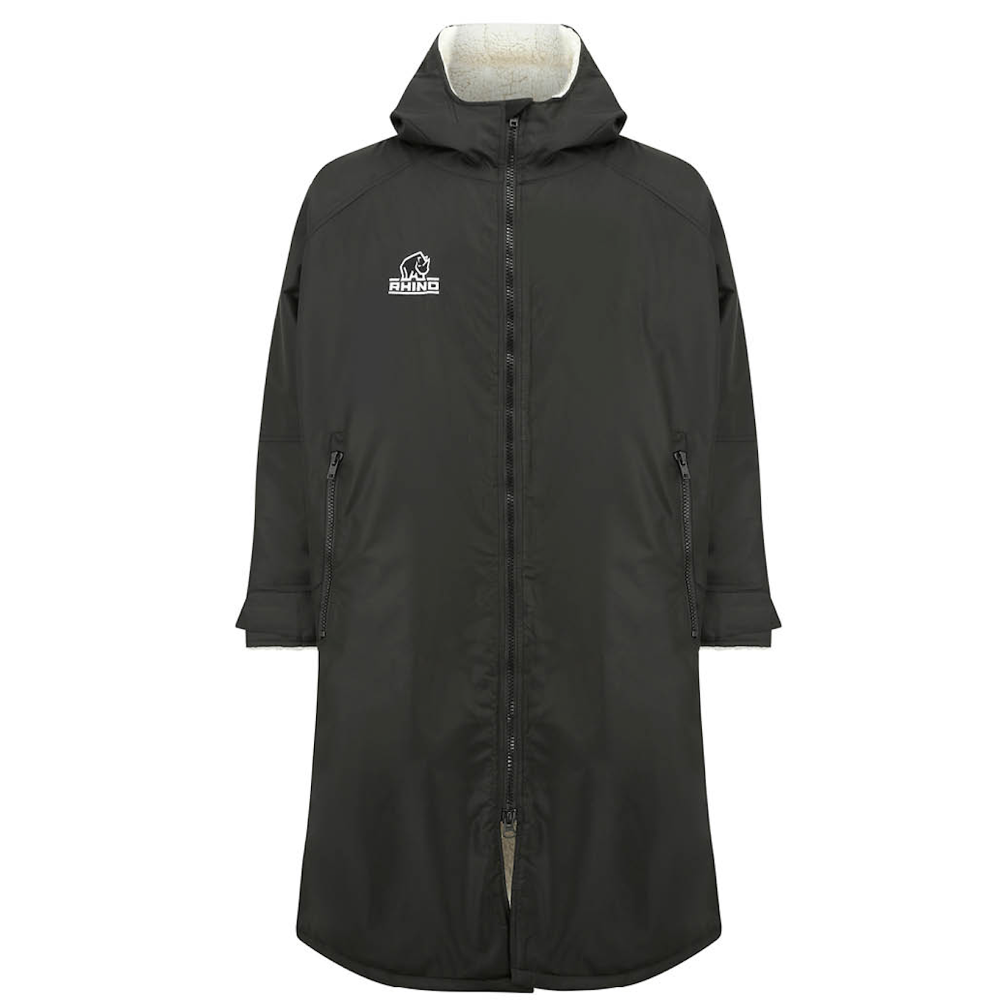 Sherpa robe changing robe with Sherpa fleece lining in black